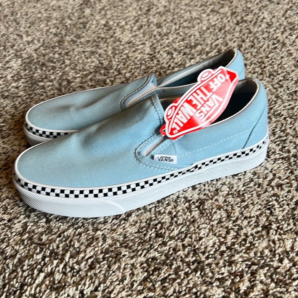 Vans blue foxing check sz 7 women 5.5 mens, sold out